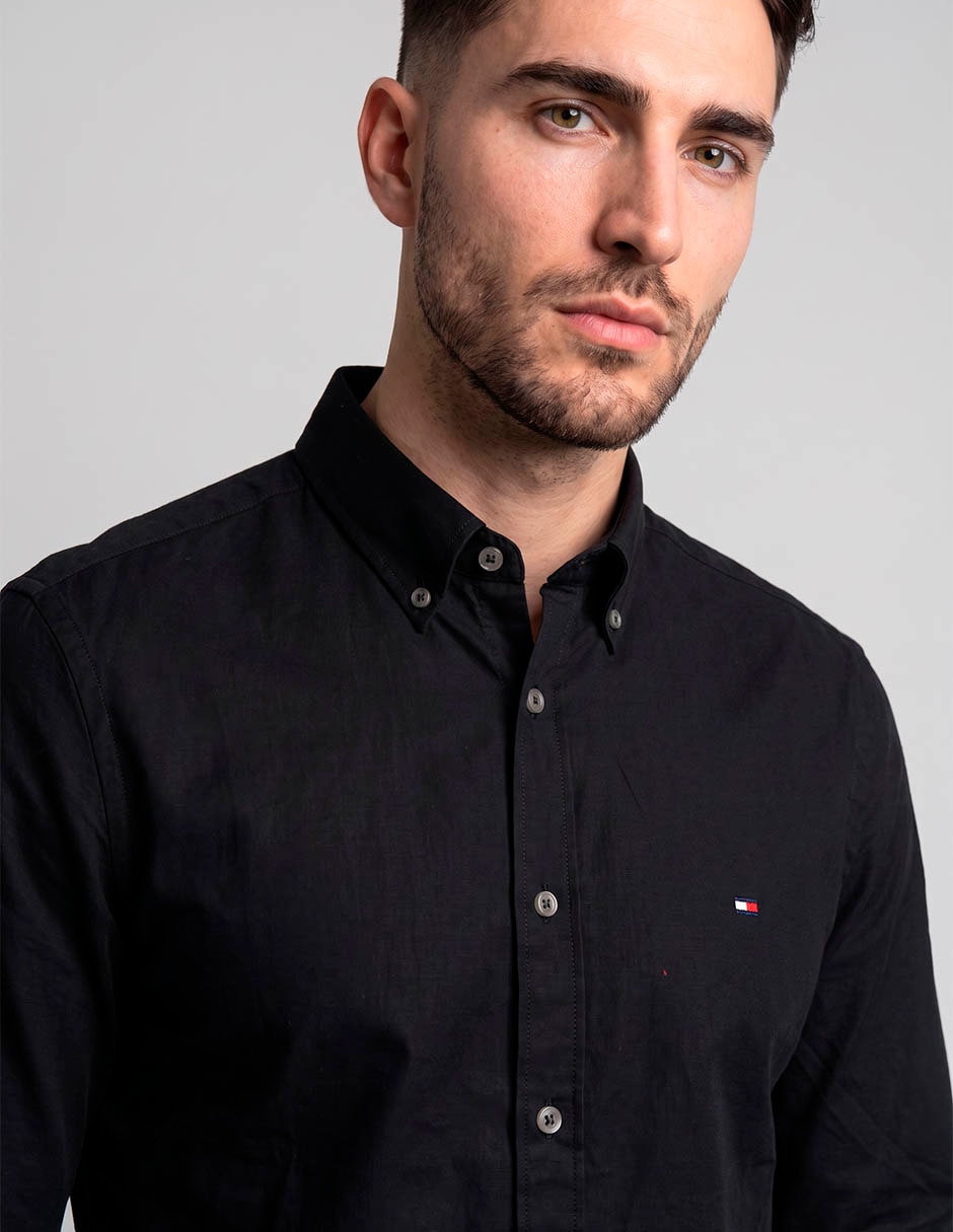 Camisa casual de algodón manga larga para hombre