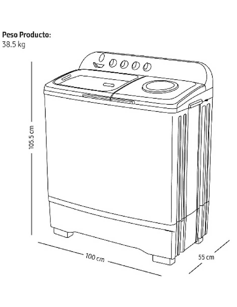 Lavadora doble tina 18 kg semiautomática carga superior wt18k5200mb/ax