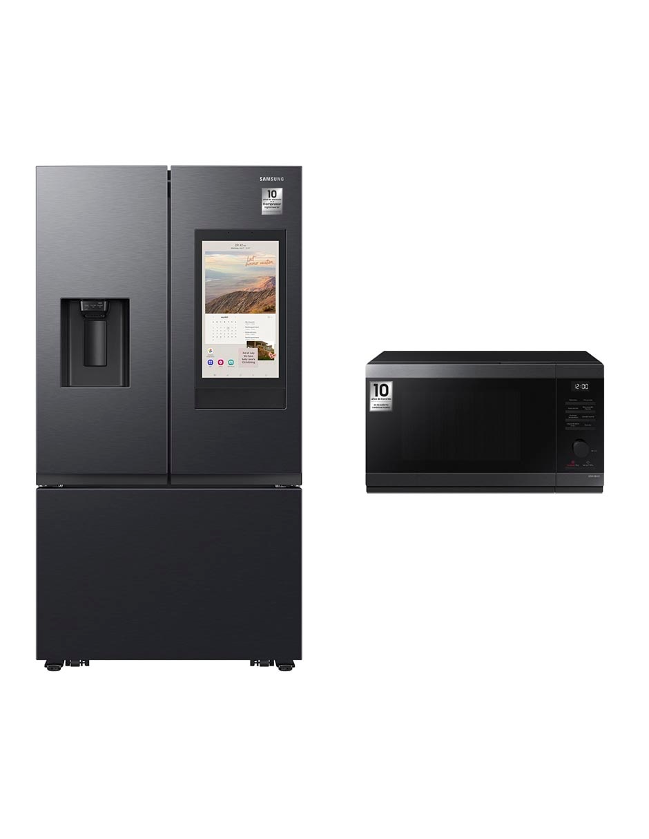 Combo Refrigerador French door 31 pies cúbicos tecnología inverter y fábrica de hielos F-RF32CG59MS32 + Microondas Samsung