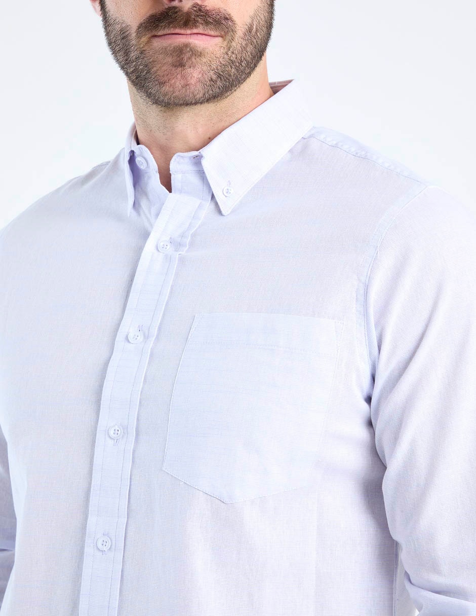 Camisa casual de algodón manga larga para hombre