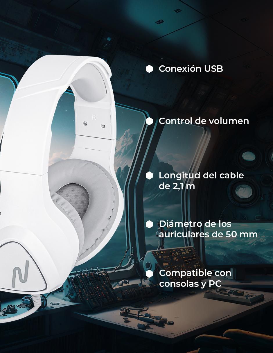 Audífonos Gamer Over-Ear Nsacau01 alámbricos con cancelación de ruido