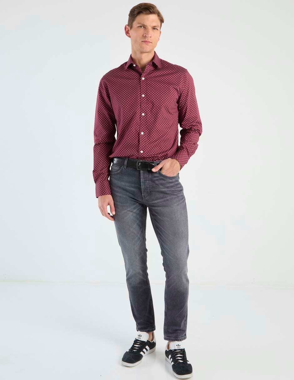 Camisa de vestir de algodón manga larga para hombre