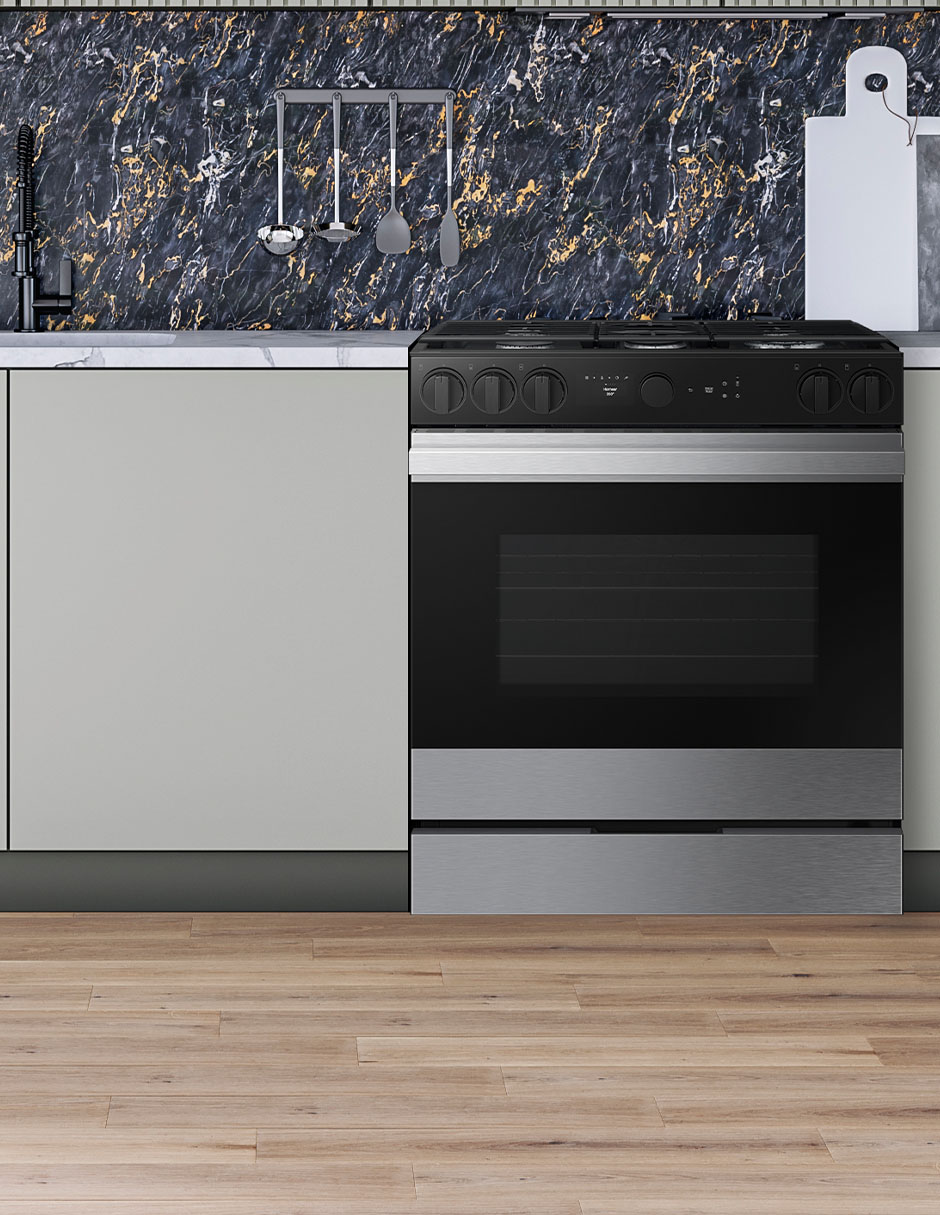 Estufa de piso a gas lp Bespoke 76.1 cm NSG6DG8500SRAX de 5 quemadores