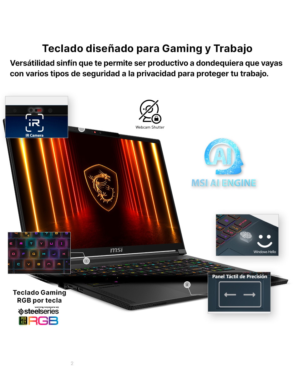 Laptop gamer Stealth A16 AI+ A3XWFG-020MX 16 pulgadas QHD+ AMD Ryzen AI 9 HX 370 NVIDIA GeForce RTX 5060 32 GB RAM 1 TB SSD