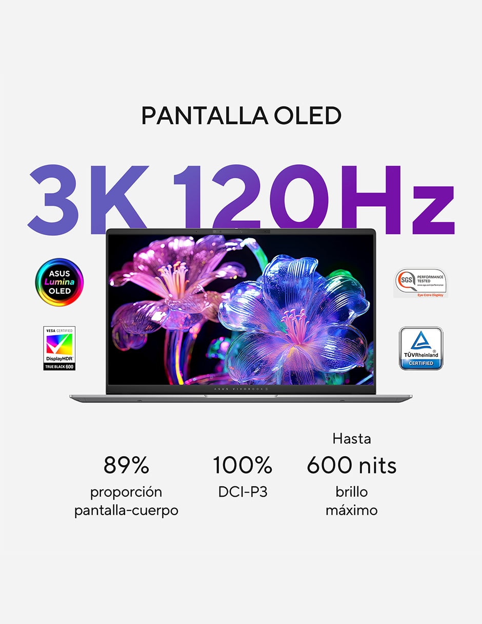 Laptop thin & light Vivobook S 15 OLED 15.6 pulgadas 3K Qualcomm Adreno 16 GB RAM 512 GB SSD