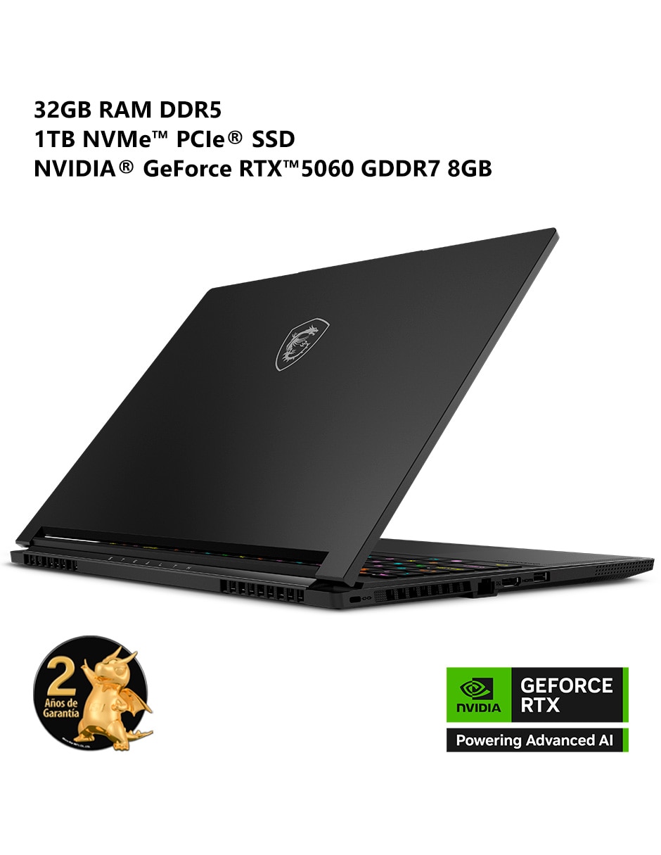 Laptop gamer Stealth A16 AI+ A3XWFG-020MX 16 pulgadas QHD+ AMD Ryzen AI 9 HX 370 NVIDIA GeForce RTX 5060 32 GB RAM 1 TB SSD