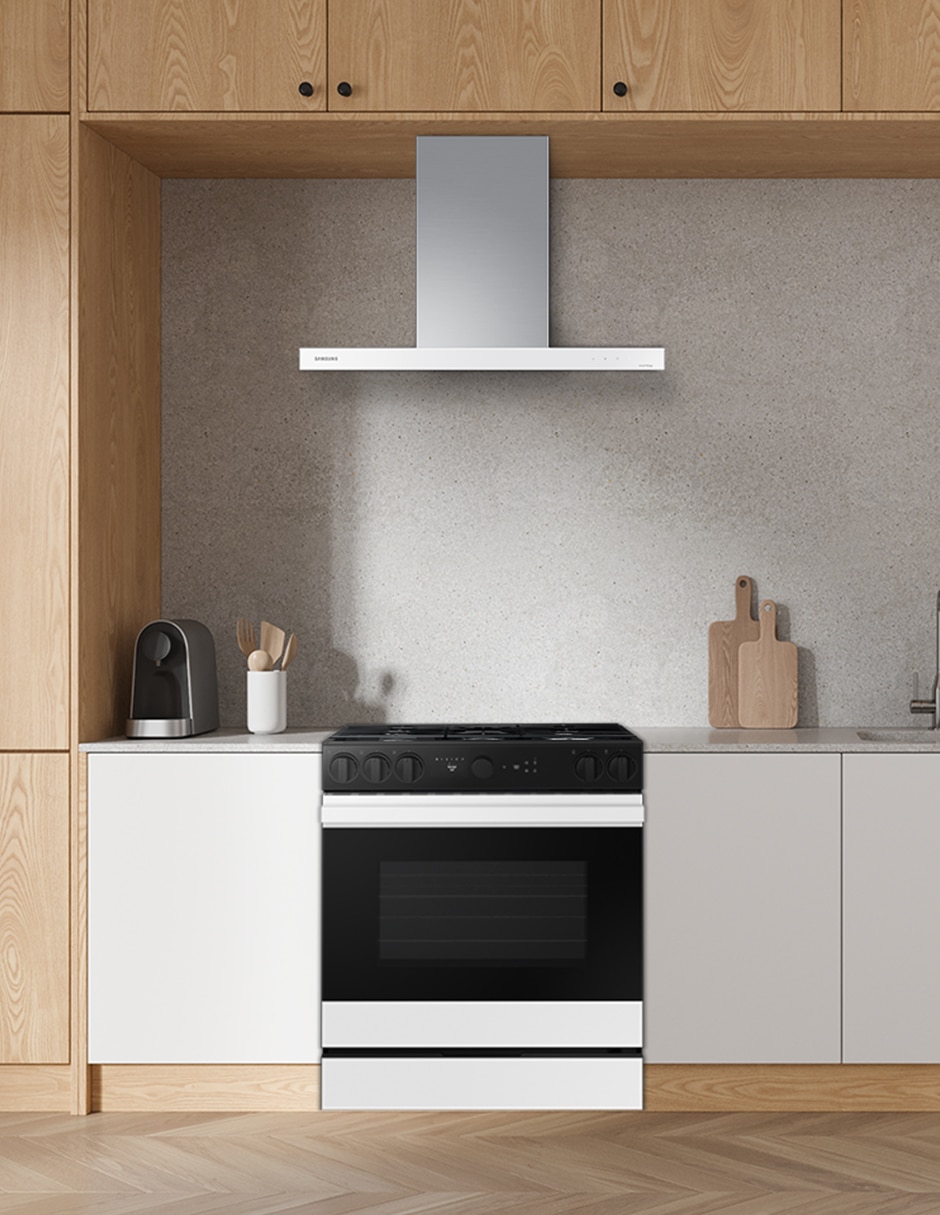Combo estufa de piso a gas natural/lp 76.1 CM F-NSG85012NK36 de 5 quemadores + campana