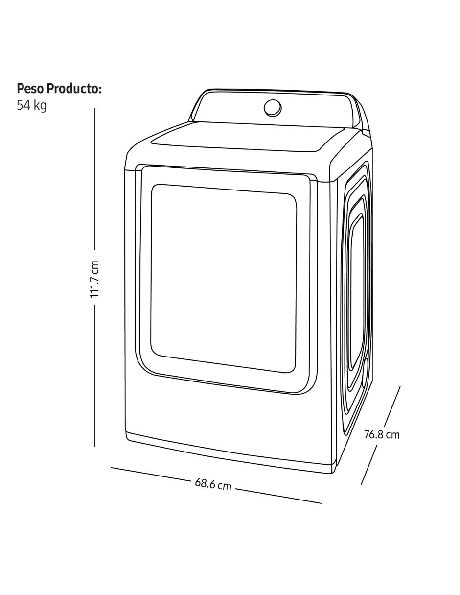 Secadora de gas de 24 kg con 8 ciclos DVG24A3000W/AX