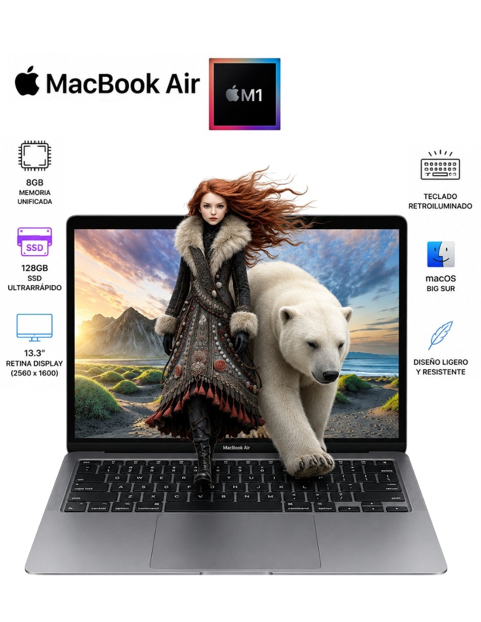 Laptop A2337 13.3 pulgadas 2560 x 1600 M1 Integradas 8 GB RAM 128 GB SSD reacondicionado