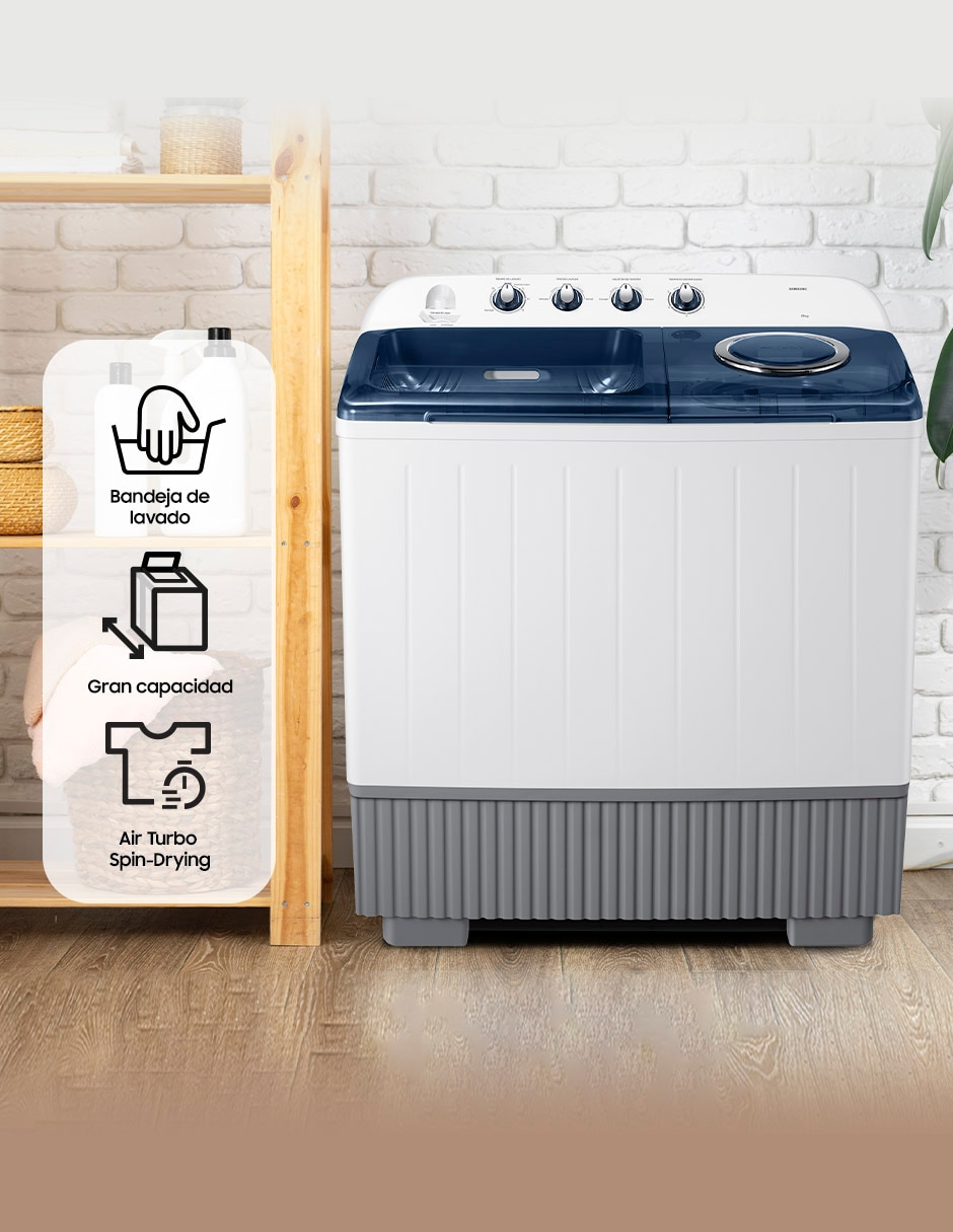 Lavadora doble tina 21 kg semiautomática carga superior wt21f6300lg/ax