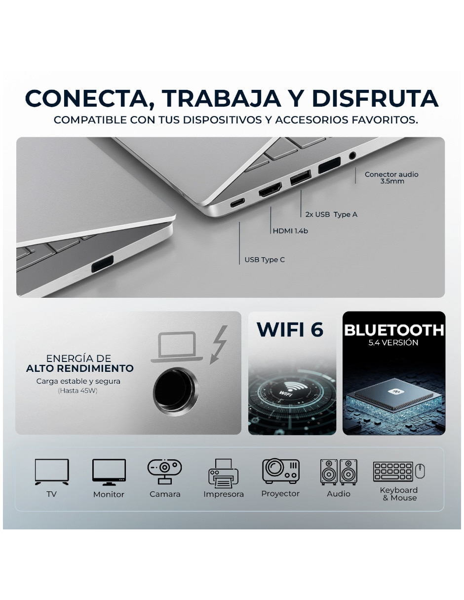 Laptop Intel Core 5 120U 15.6 pulgadas HD Intel core 5 Integradas 8 GB RAM 512 GB SSD