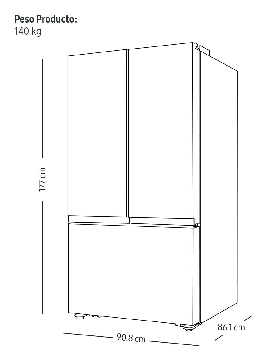 Refrigerador French Door 32 pies cúbicos inverter y fábrica de hielo Rf32cg5n10b1em