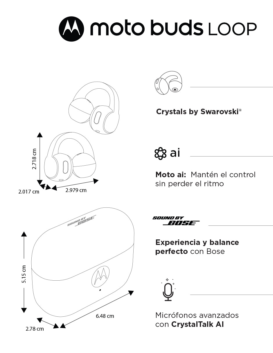 Audífonos on-ear Moto Buds Loop collections crystals by Swarovski inalámbrica con cancelación de ruido