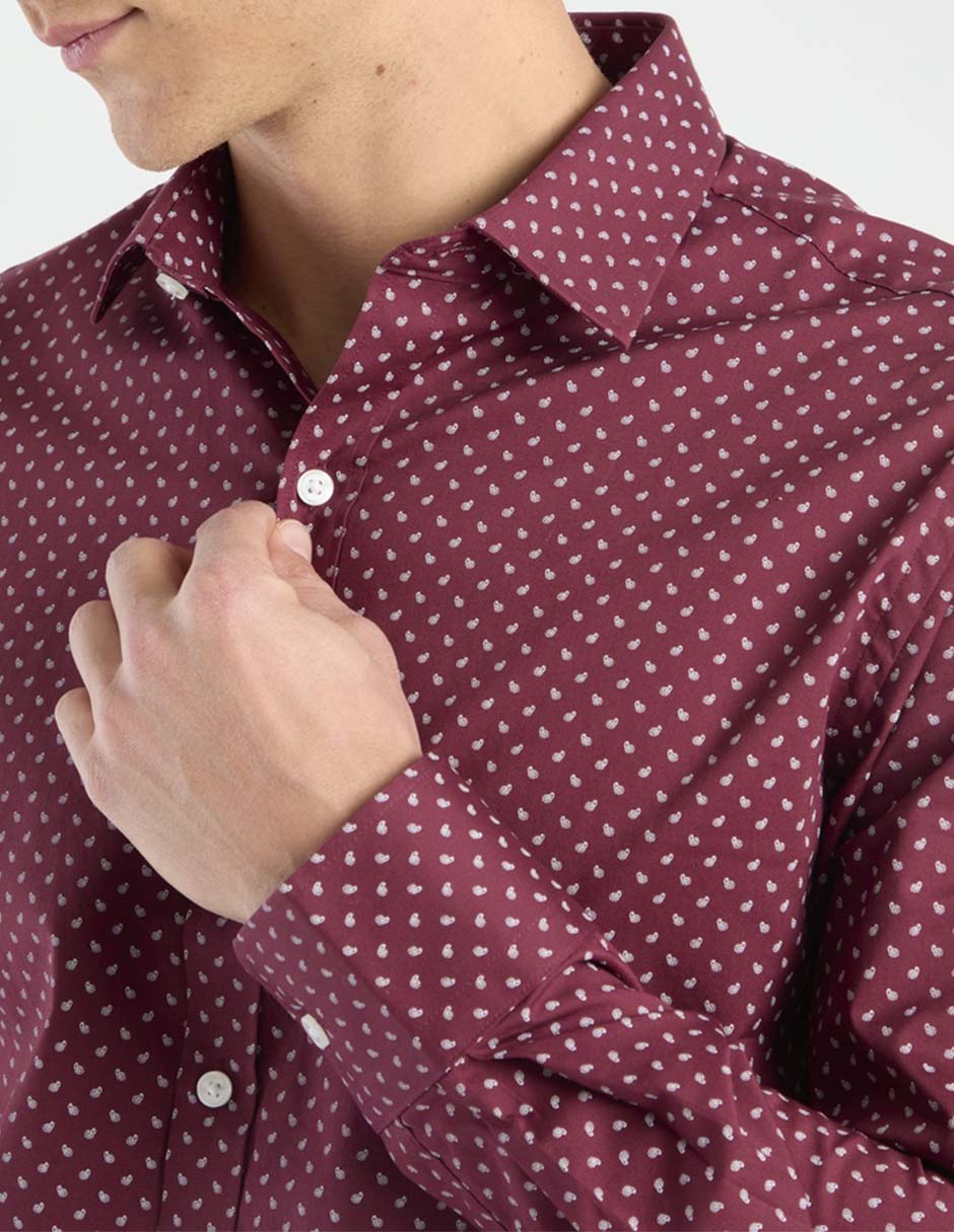 Camisa de vestir de algodón manga larga para hombre