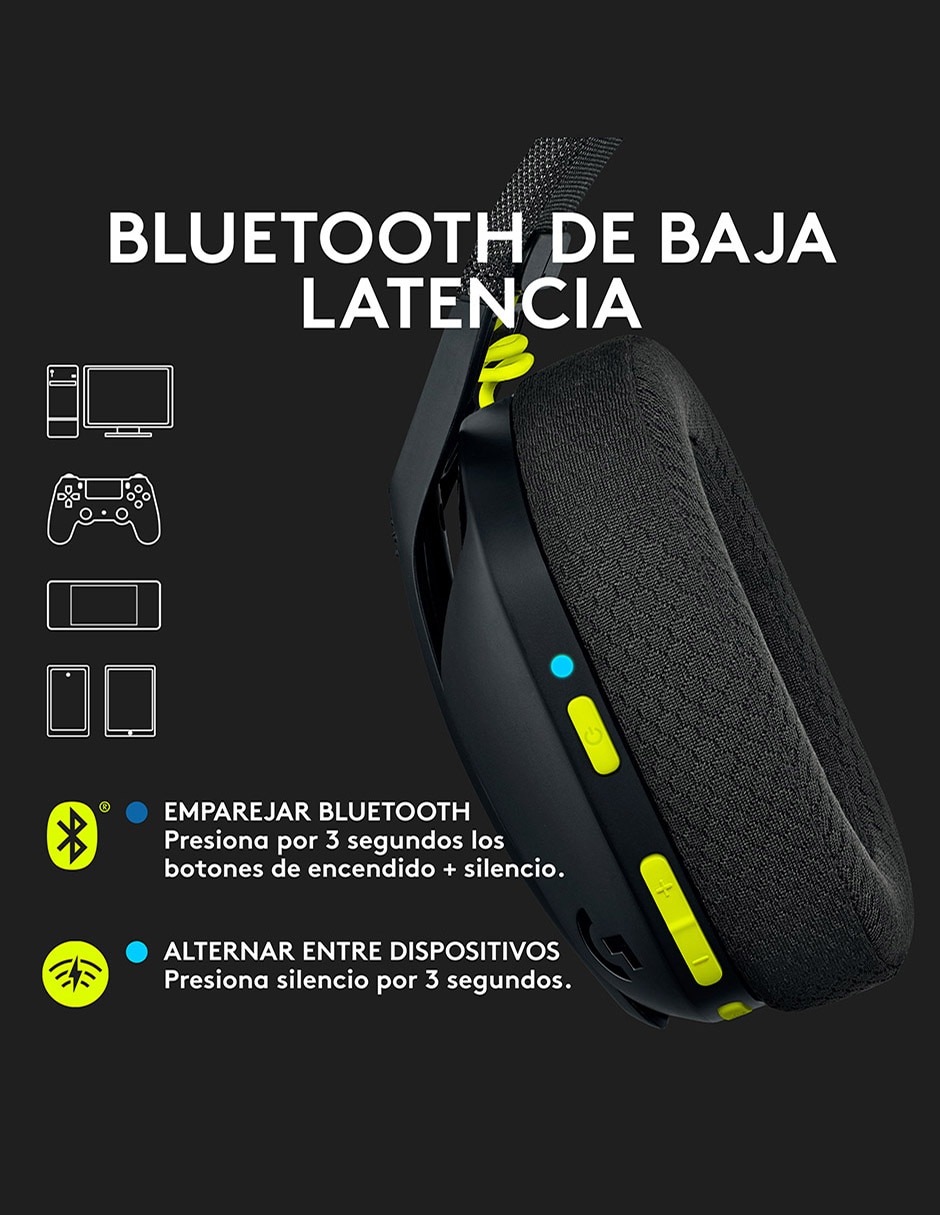 Audífonos gamer Over-Ear Headset Logitech G435 inalámbricos con cancelación de ruido