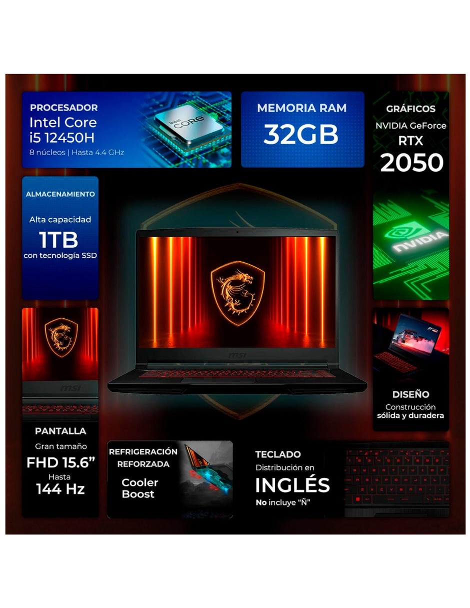 Laptop TG63I-2050Ci5321T 15.6 pulgadas Full HD Intel Core i5 Nvidia GeForce RTX 2050 32 GB RAM 1 TB SSD