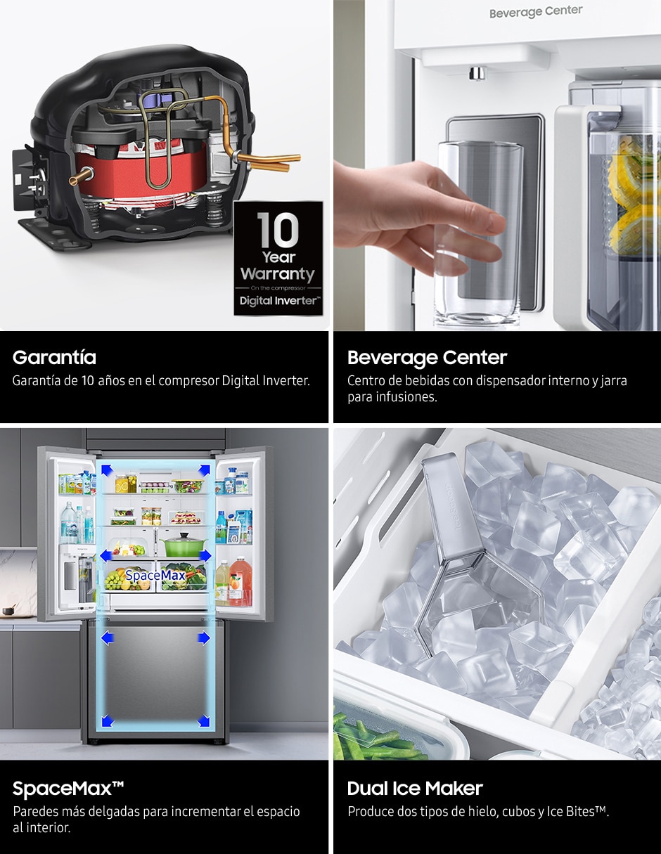 Refrigerador french door 25 pies cúbicos inverter y fábrica de hielo Rf25c5551s9/em