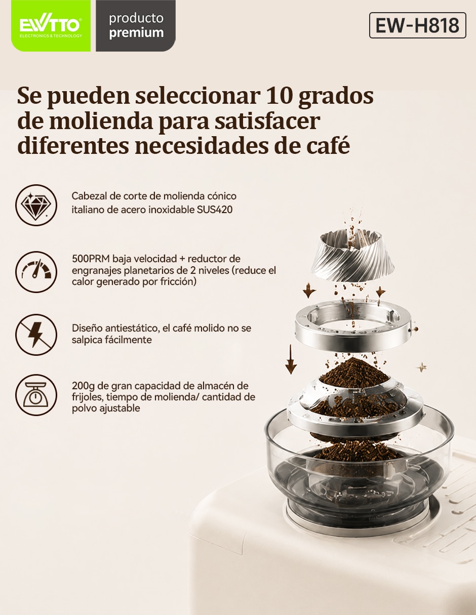 Cafetera con molino EW-H818