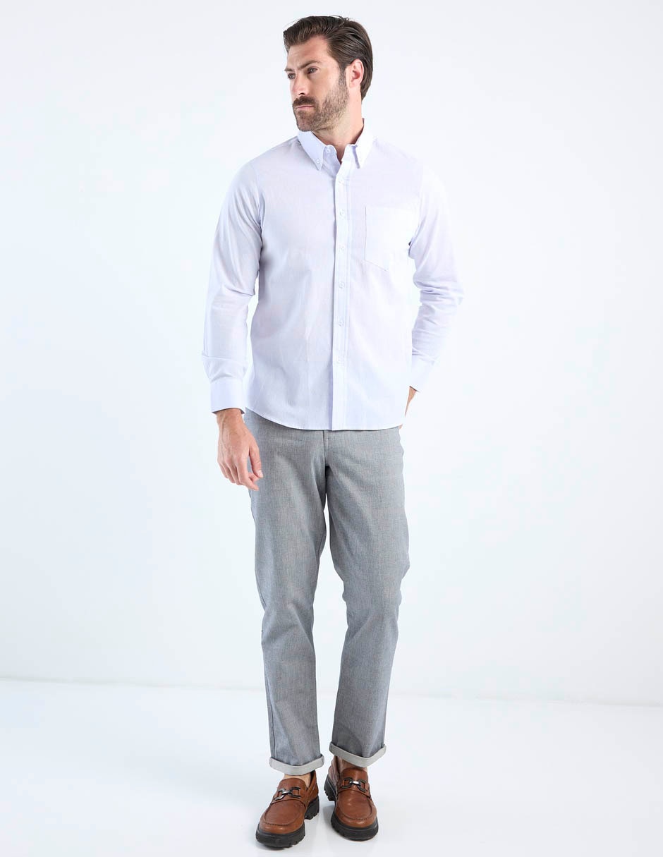 Camisa casual de algodón manga larga para hombre
